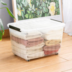 80lx6 Plastic Storage Boxes with Wheels Lidded Box (6 Pack)