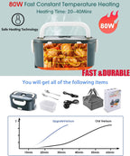80W Faster Heating Electric Lunch Box Upgraded 3