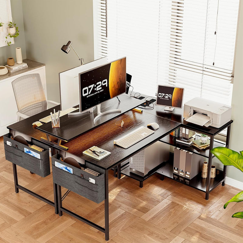 L Shaped Gaming Desk with LED Lights 120