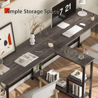 83.7" Two Person Desk Computer with Storage Shelves