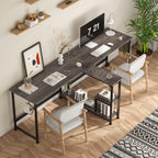 83.7" Two Person Desk Computer with Storage Shelves