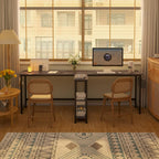 83.7" Two Person Desk Computer with Storage Shelves