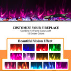 84CM Electric Fireplace Insert Linear Wall Mounted Heater