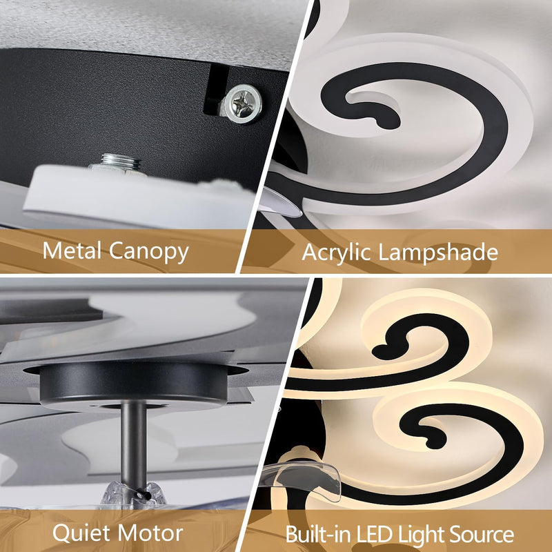 86CM LED Ceiling Fan Light with Remote App