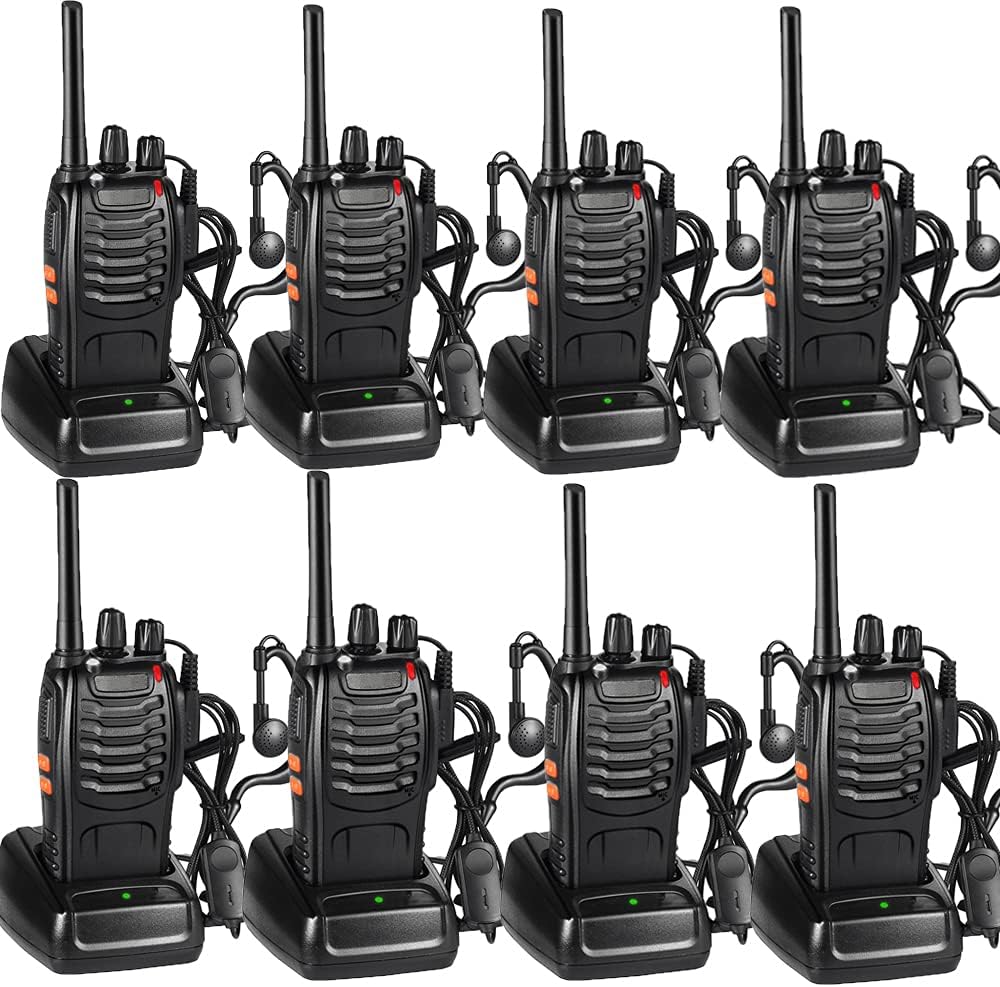 88e Long Range Walkie Talkie USB Rechargeable 16ch (8 Pack)