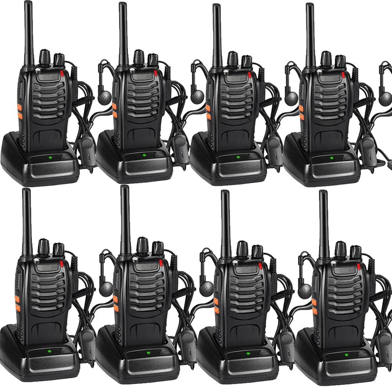 88e Long Range Walkie Talkie USB Rechargeable 16ch (8 Pack)