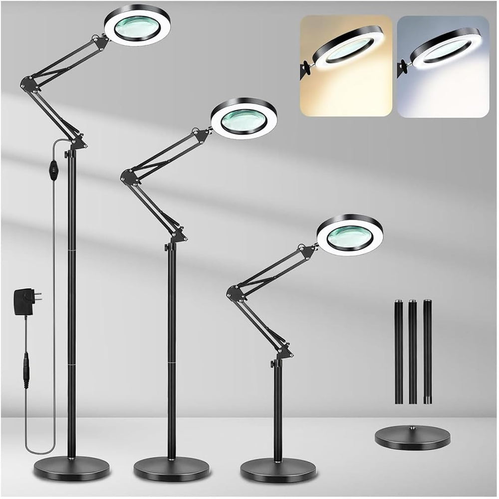 8x Floor Standing Magnifying Glass with Light 3-In-1