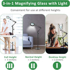 8x Floor Standing Magnifying Glass with Light 3-In-1
