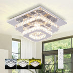 9.8" 2-Tier Square Flush Mount Chandelier Ceiling Light