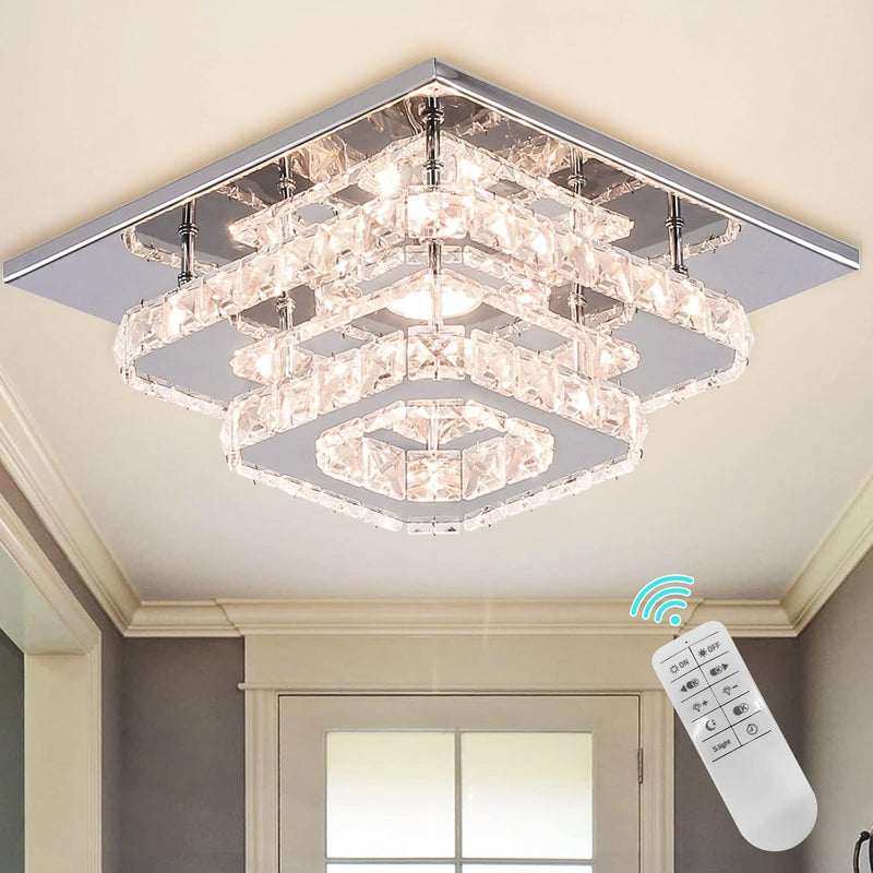 9.8" 2-Tier Square Flush Mount Chandelier Ceiling Light
