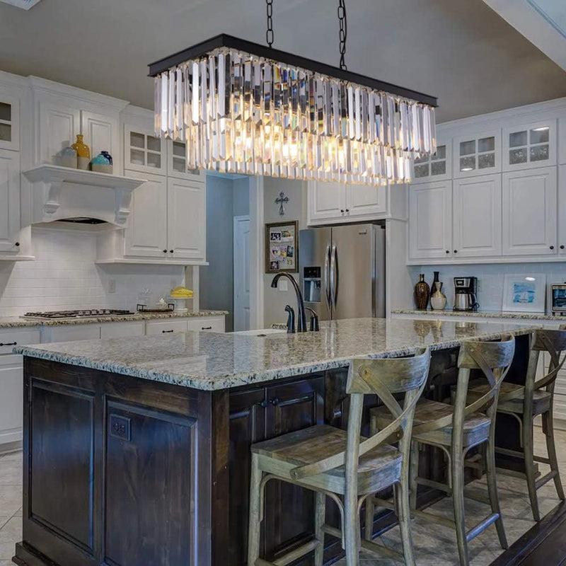 9-Light Crystal Chandelier 34.5 Inch Contemporary Modern