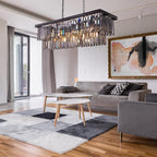 9-Light Crystal Chandelier 34.5 Inch Contemporary Modern