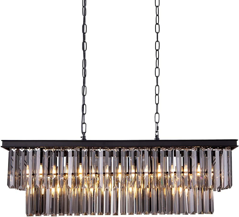 9-Light Crystal Chandelier 34.5 Inch Contemporary Modern