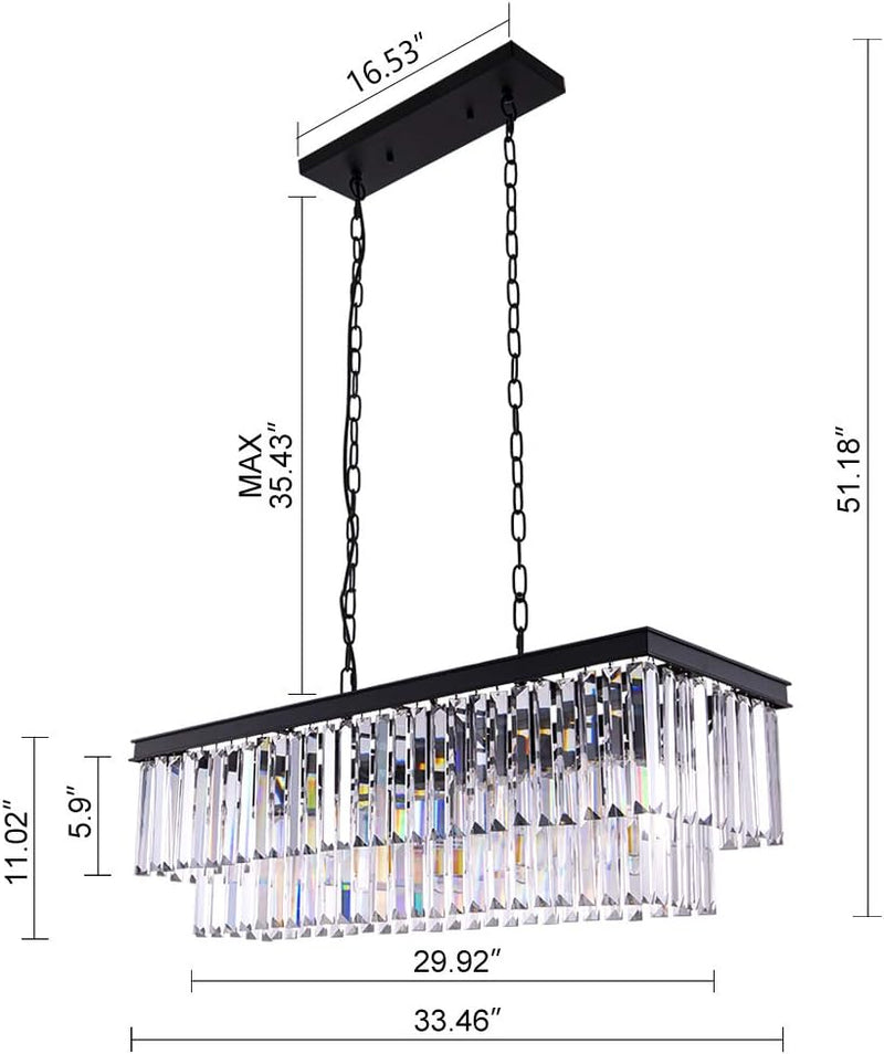 9-Light Crystal Chandelier 34.5 Inch Contemporary Modern