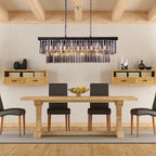 9-Light Crystal Chandelier 34.5 Inch Contemporary Modern