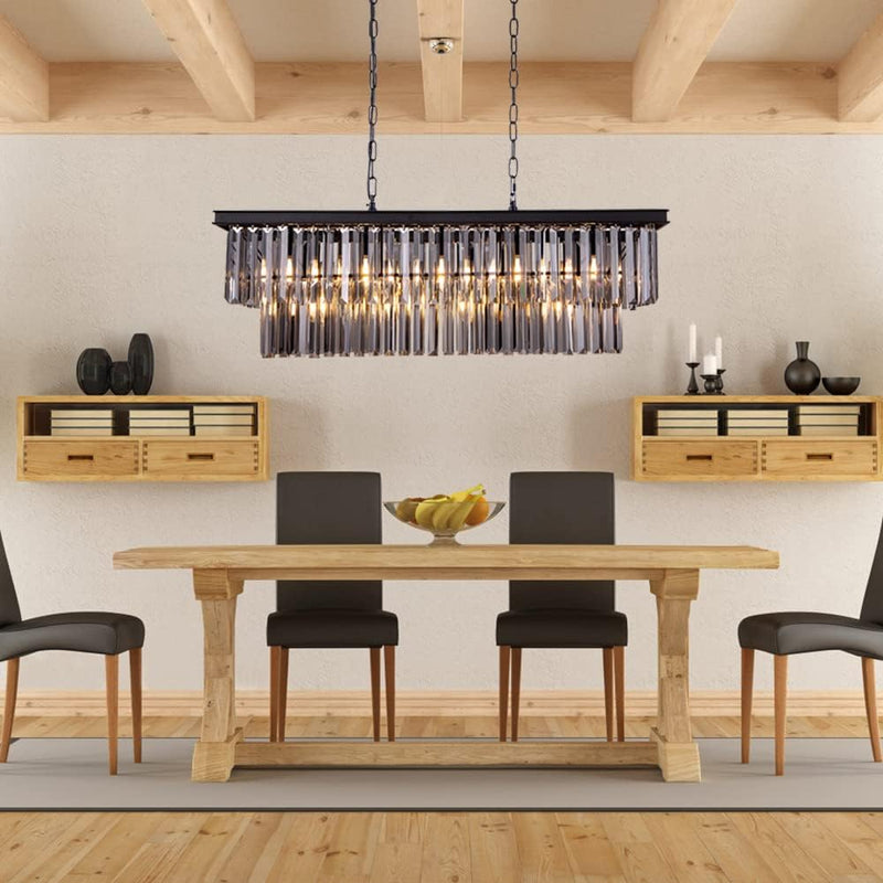 9-Light Crystal Chandelier 34.5 Inch Contemporary Modern