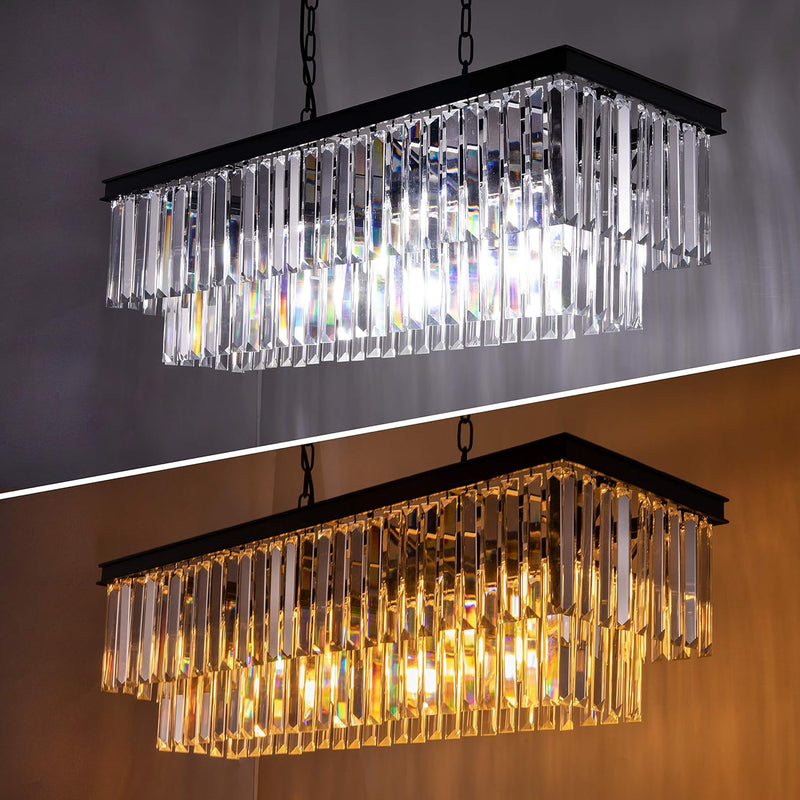 9-Light Crystal Chandelier 34.5 Inch Contemporary Modern