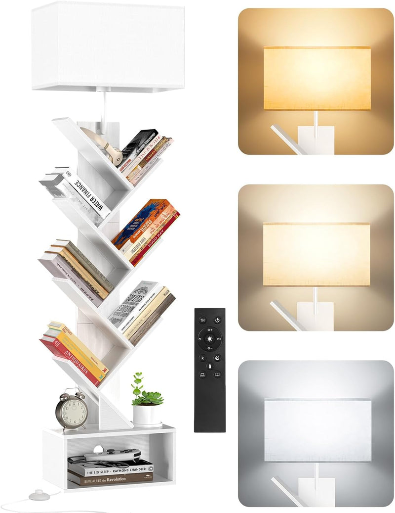 9 Tier Tree Bookshelf with Light Remote Dimmable