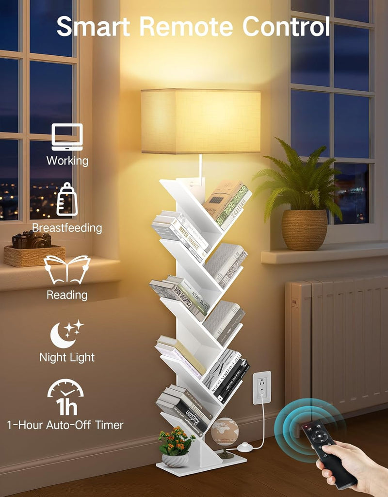 9 Tier Tree Bookshelf with Light Remote Dimmable