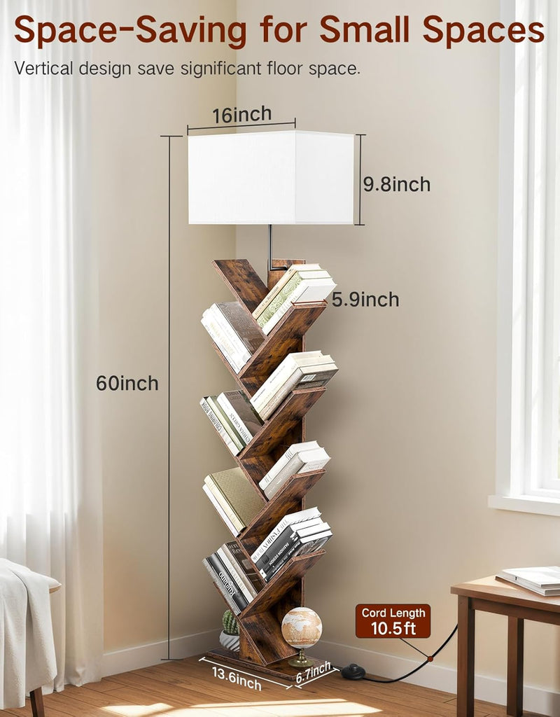 9 Tier Tree Bookshelf with Light Remote Dimmable
