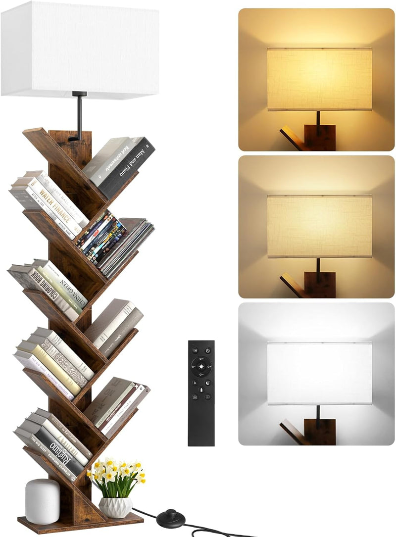 9 Tier Tree Bookshelf with Light Remote Dimmable