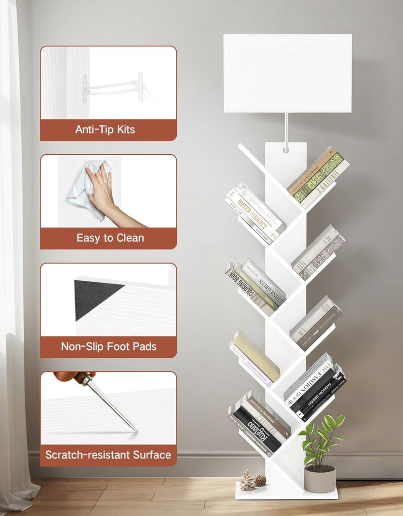 9 Tier Tree Bookshelf with Light Remote Dimmable
