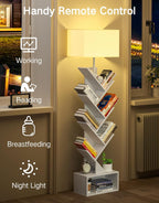 9 Tier Tree Bookshelf with Light Remote Dimmable