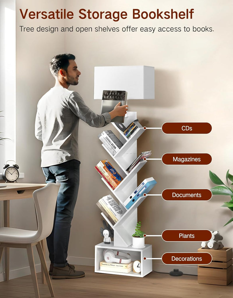 9 Tier Tree Bookshelf with Light Remote Dimmable