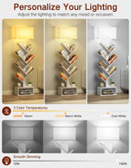 9 Tier Tree Bookshelf with Light Remote Dimmable