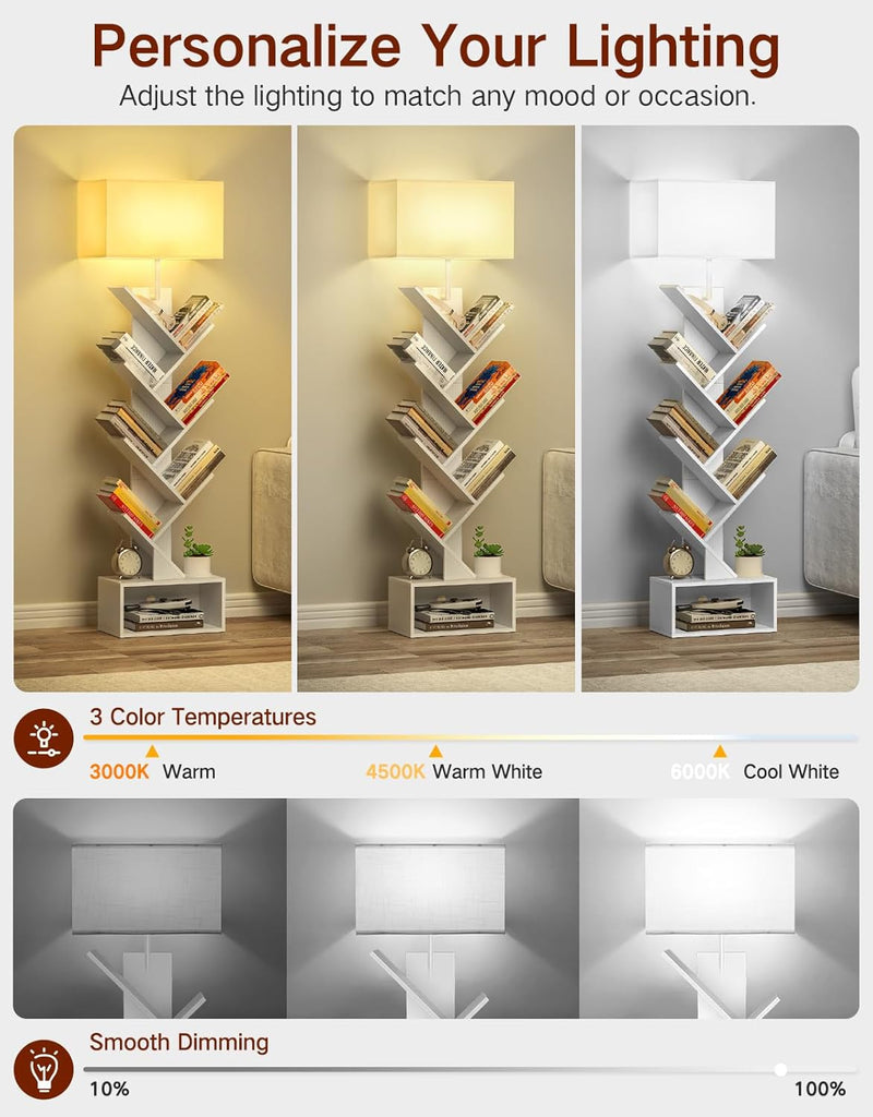 9 Tier Tree Bookshelf with Light Remote Dimmable