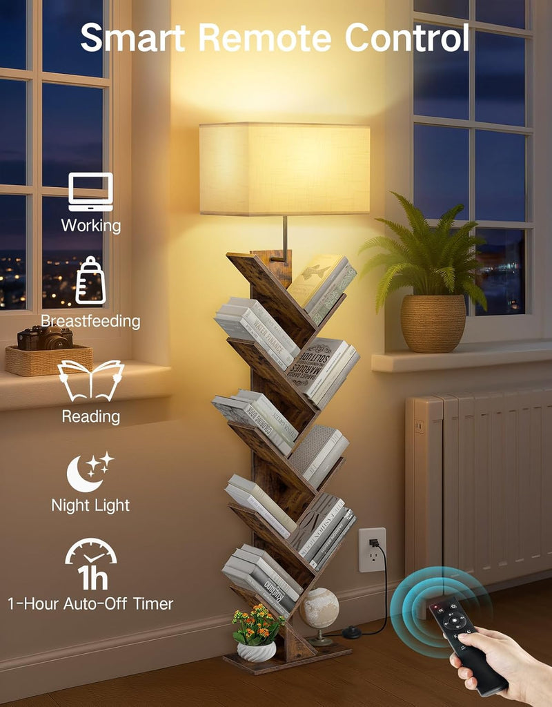 9 Tier Tree Bookshelf with Light Remote Dimmable