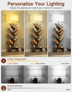 9-Tier Tree Bookshelf with Light Remote Rustic Brownn