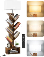 9-Tier Tree Bookshelf with Light Remote Rustic Brownn