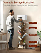 9-Tier Tree Bookshelf with Light Remote Rustic Brownn