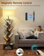 9-Tier Tree Bookshelf with Light Remote Rustic Brownn