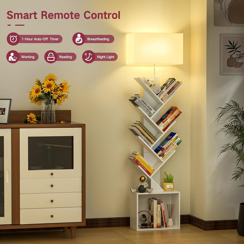 9 Tier Tree Bookshelf with Light Remote Timer