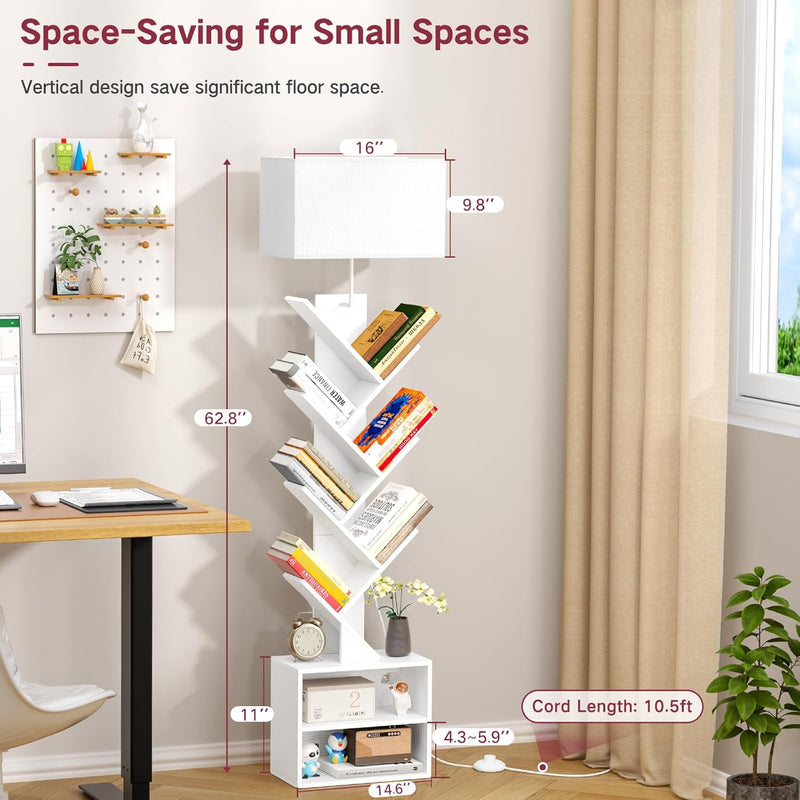 9 Tier Tree Bookshelf with Light Remote Timer