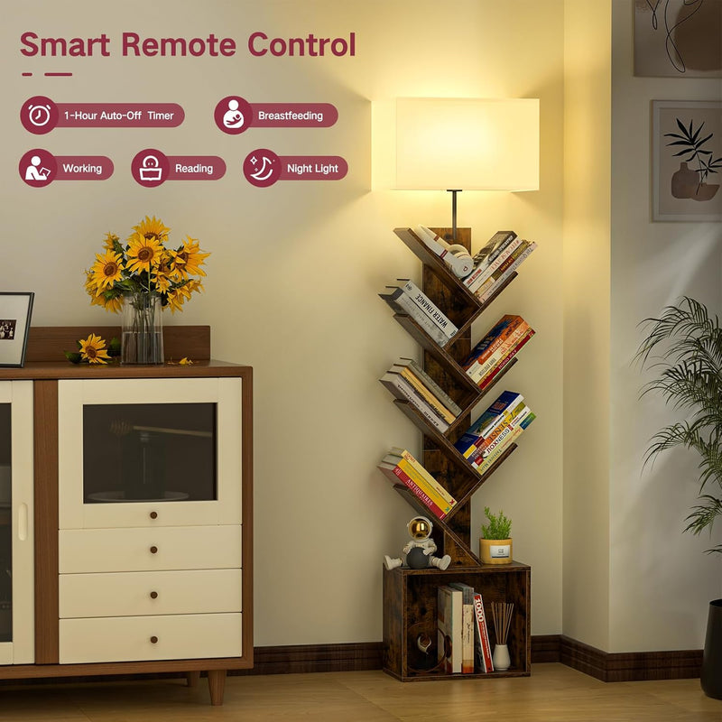 9 Tier Tree Bookshelf with Light Remote Timer