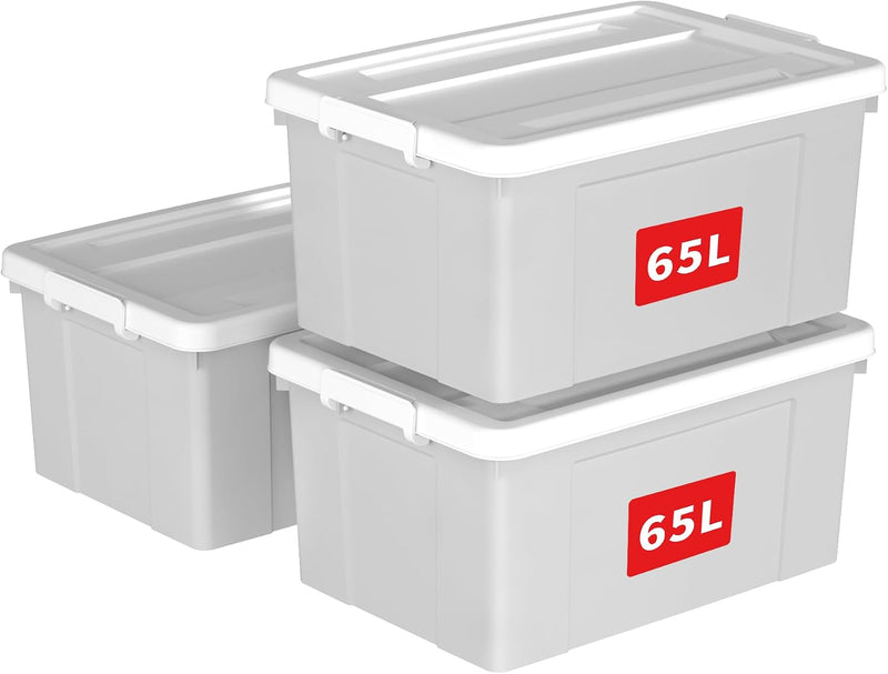 90lx4 Storage Boxes Plastic Box with Lids Organising (4Pack)