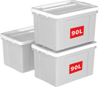 90lx4 Storage Boxes Plastic Box with Lids Organising (4Pack)