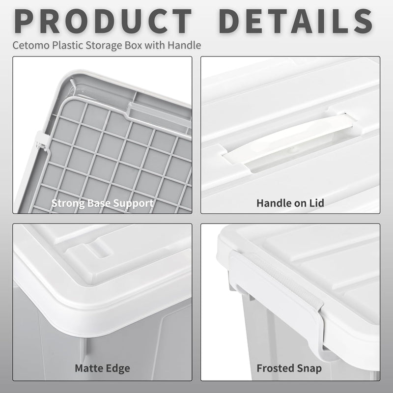 90lx4 Storage Boxes Plastic Box with Lids Organising (4Pack)