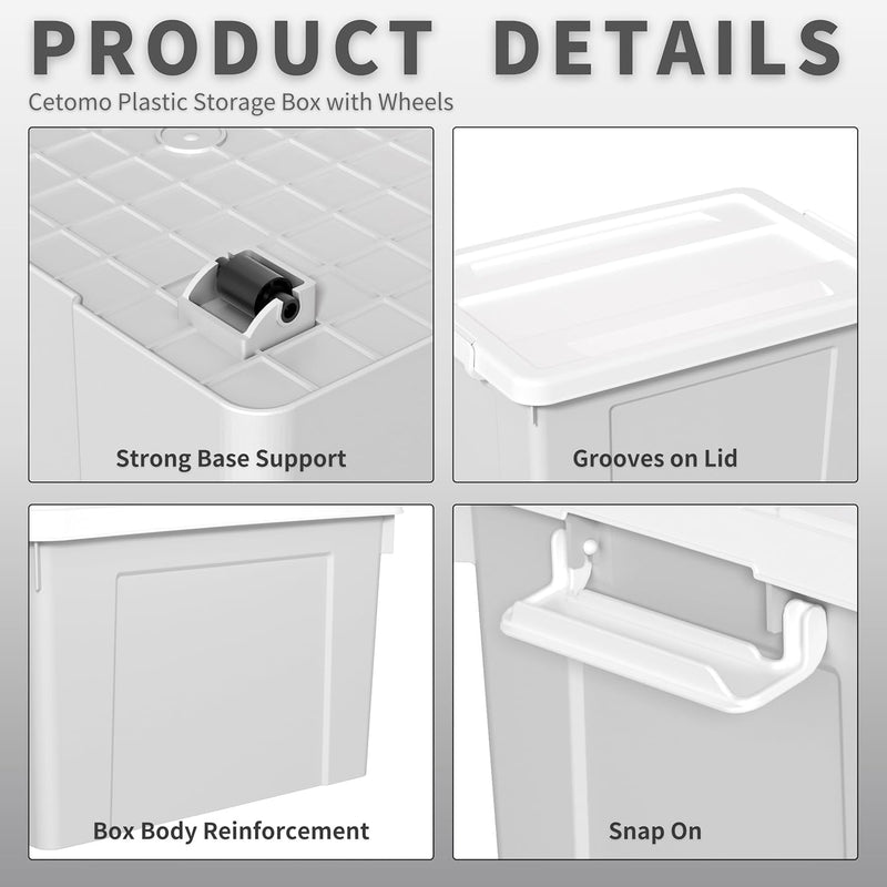 90lx4 Storage Boxes Plastic Box with Lids Organising (4Pack)