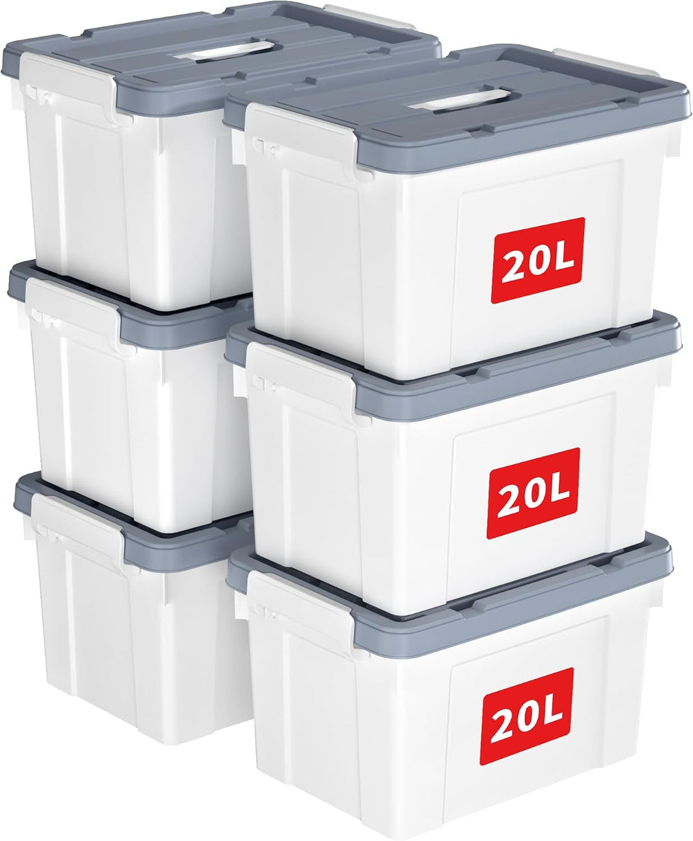 90lx6 Storage Boxes Carry Plastic Box with Lids (6 Pack)