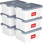 90lx6 Storage Boxes Carry Plastic Box with Lids (6 Pack)