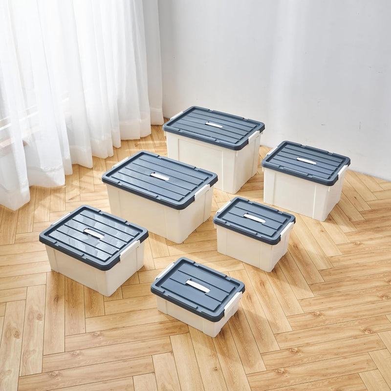 90lx6 Storage Boxes Carry Plastic Box with Lids (6 Pack)