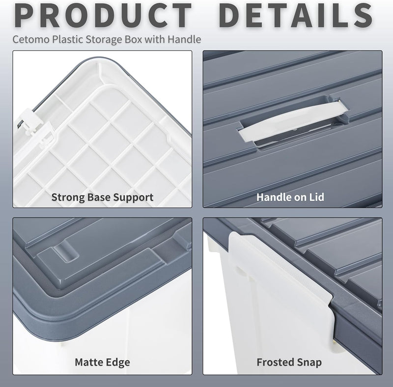 90lx6 Storage Boxes Carry Plastic Box with Lids (6 Pack)