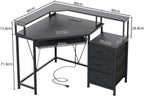 90x120CM Corner Desk with 3 Drawers L Shaped