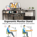 90x120CM Corner Desk with 3 Drawers L Shaped
