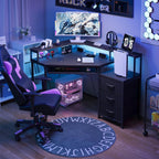 90x120CM Corner Desk with 3 Drawers L Shaped