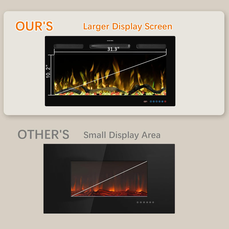 Wifi Electric Fireplace Inserts Recessed and Wall